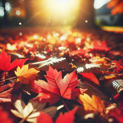 Tapis de feuilles d'arbres en automne